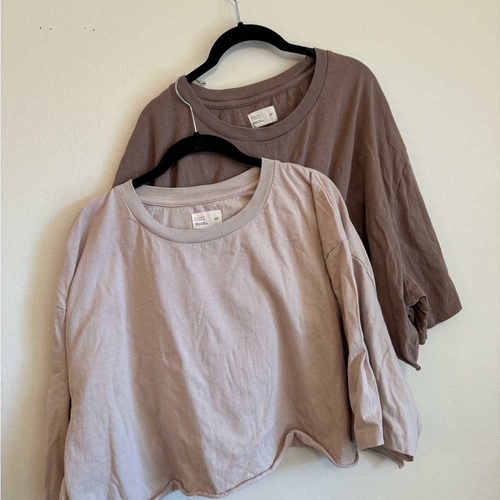 TKEES Brown and Cream Boxy Crop Tops